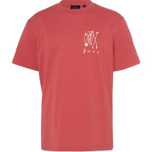 Deus T-shirt rood (Maat: M) - Tekst - Halslijn: Ronde hals,