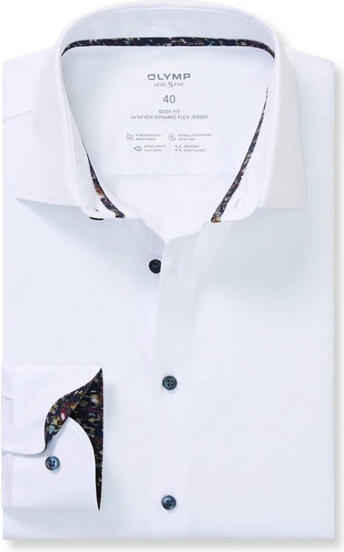 OLYMP Level Five 24/Seven Jersey shirt wit, Effen
