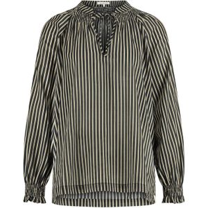 Nukus Blouse zwart (Maat: L) - Streep - Halslijn: V-hals,