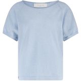 Nukus - Anita Top Lurex - Blauw - Overhemd - Korte Mouwen - Lichte Breisel