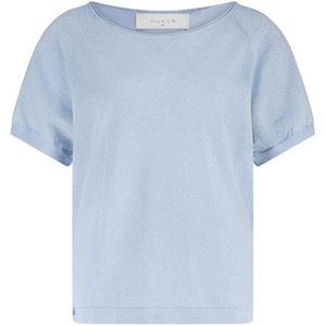 Nukus - Anita Top Lurex - Blauw - Blouse - Korte Mouwen
