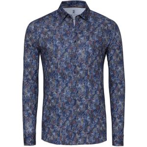 DESOTO - Overhemd - Blauw - Slim Fit - Lange Mouw - Bloemenprint