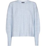 Caroline Biss - Pull - Blauw - Mélange - Viscose Mix Geribd Vleermuismouw