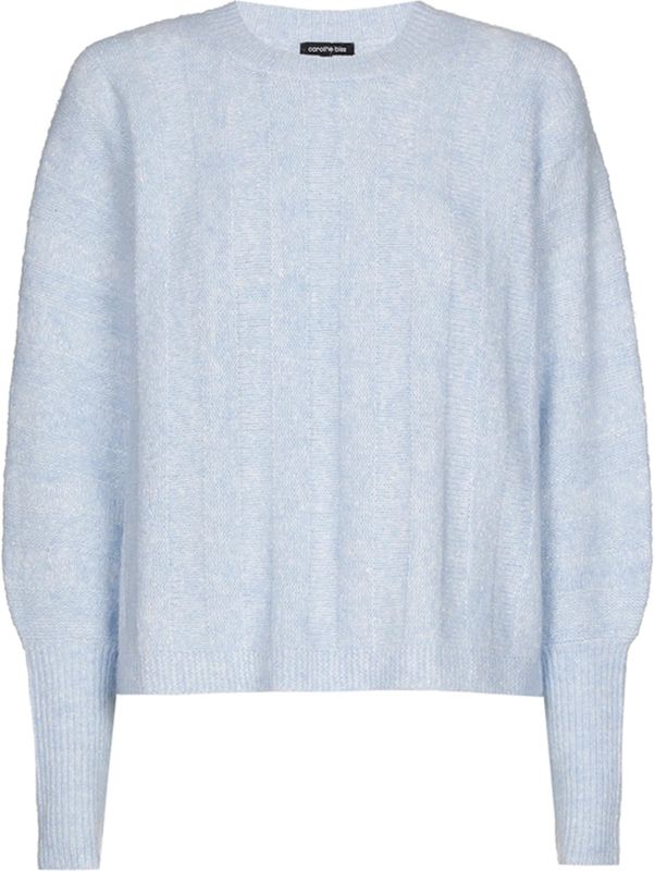 Caroline Biss - Pull - Blauw - Mélange - Viscose Mix Geribd Vleermuismouw