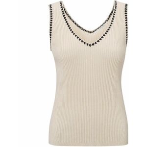 YAYA Top beige (Maat: S) - Effen - Halslijn: V-hals,