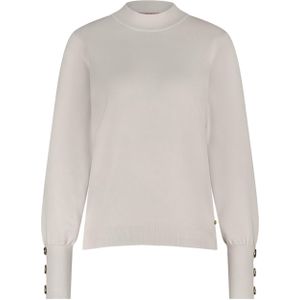 Studio Anneloes Dames trui ecru (Maat: XS) - Effen - Halslijn: Opstaande kraag,
