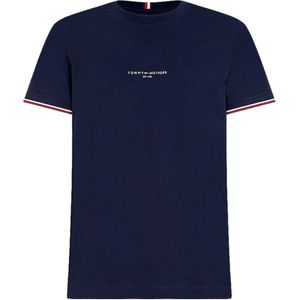 Tommy Hilfiger T-shirt blauw (Maat: XL) - Tekst - Halslijn: Ronde hals,
