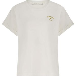 Nukus Dames t-shirt wit (Maat: XS) - Effen - Halslijn: Ronde hals,