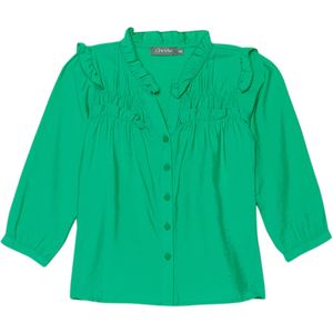 Geisha Blouse korte mouw groen (Maat: 164) - Effen