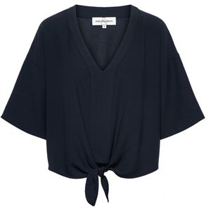 &Co Woman Blouse blauw (Maat: XL) - Effen - Halslijn: V-hals,