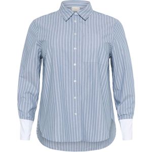 Kaffe Curve - Kcmelina Shirt Bluser - Blouse - Blauw - 100% Katoen