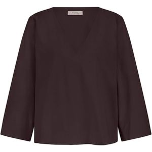Studio Anneloes - Cilou Top - Bruin - Dames Longsleeve - Effen - V-hals