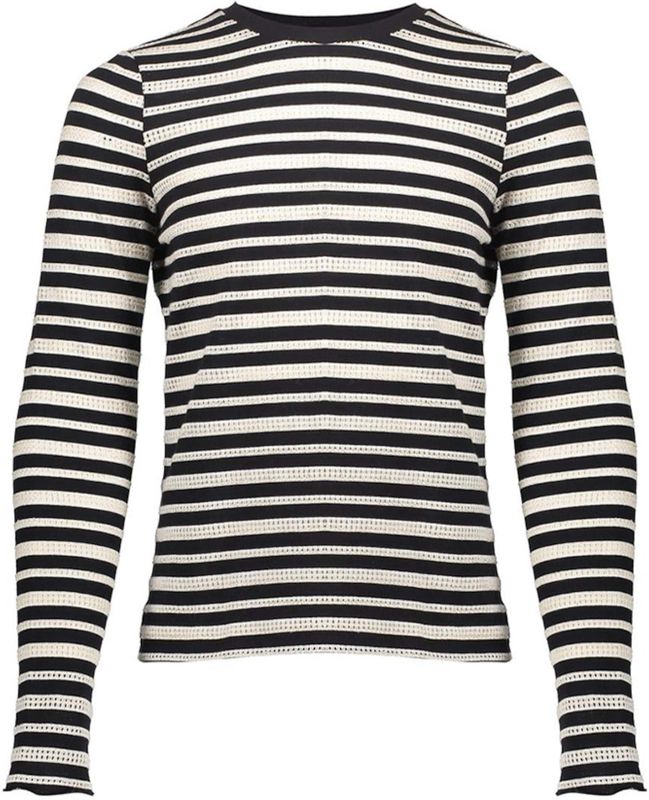 Geisha - Girls Top Striped Ajour - Zwart / Wit - Peplum Tops