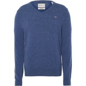 Gant Heren trui blauw (Maat: L) - Effen - Halslijn: V-hals,