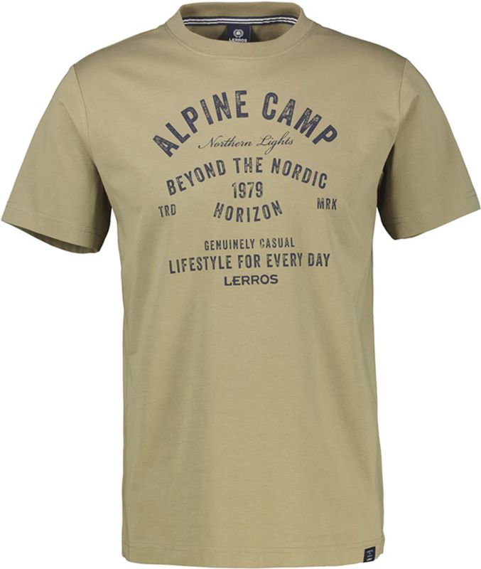 Lerros - T-shirt - Aloe green - Heren - Outdoorprint