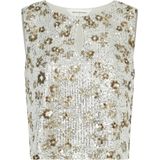 MSCH - Magnolia SL Top EMB - Mouwloze Top - Zilver en Coco