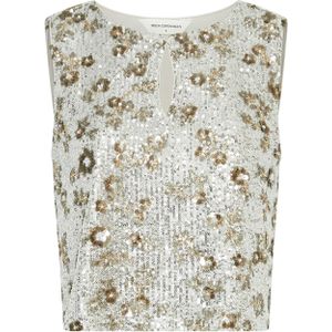 MSCH - Magnolia SL Top EMB - Mouwloze Top - Zilver en Coco