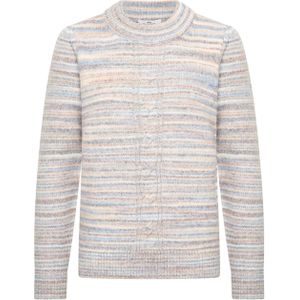 HV Society Dames trui beige (Maat: 42) - Streep - Halslijn: Opstaande kraag,