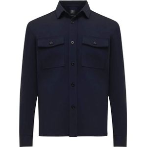Genti Heren overshirt blauw (Maat: S) - Effen