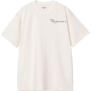 Carhartt WIP Heren t-shirt ecru (Maat: S) - Tekst - Halslijn: Ronde hals,