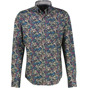 Lerros - LERROS Modieus Poplin Overhemd - Classic Navy - Lange Mouwen