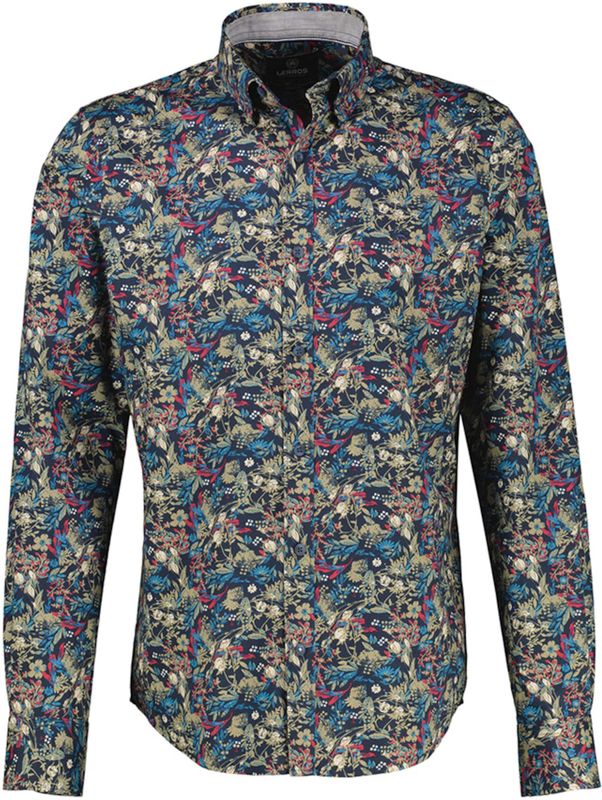 Lerros - LERROS Modieus Poplin Overhemd - Classic Navy - Lange Mouwen