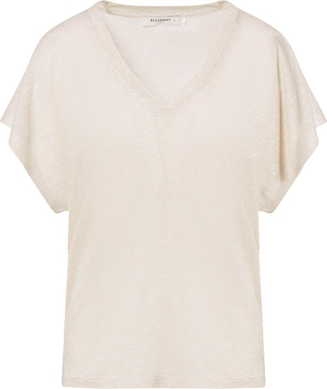Beaumont - T-shirt - Beige - Glitter - V-hals