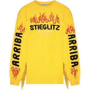 Stieglitz Tshirt geel (Maat: XS) - Tekst - Halslijn: Ronde hals,