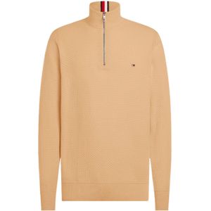 Tommy Hilfiger Trui beige (Maat: M) - Effen - Halslijn: Opstaande kraag,