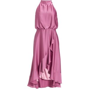 Swing Dames jurk roze (Maat: 34) - Effen - Halslijn: Opstaande kraag,