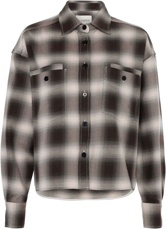 Closed Dames blouse bruin (Maat: L) - Ruit - Halslijn: Polokraag,