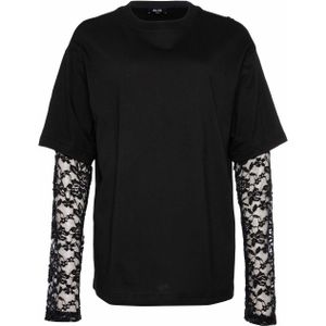 Refined Department - R2509714754 - T-shirt - Zwart - Kanten Mouwen
