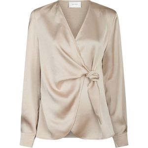Neo Noir - Petris Heavy Sateen Blouse - Ecru - Dames - V-hals