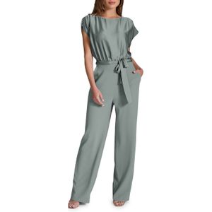 Swing Jumpsuit aus Material-Mix groen (Maat: 46) - Effen - Halslijn: Ronde hals,