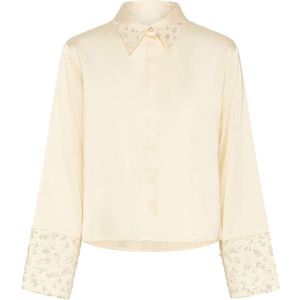 Karen By Simonsen - Blouse - Ecru - Glitter - Polokraag