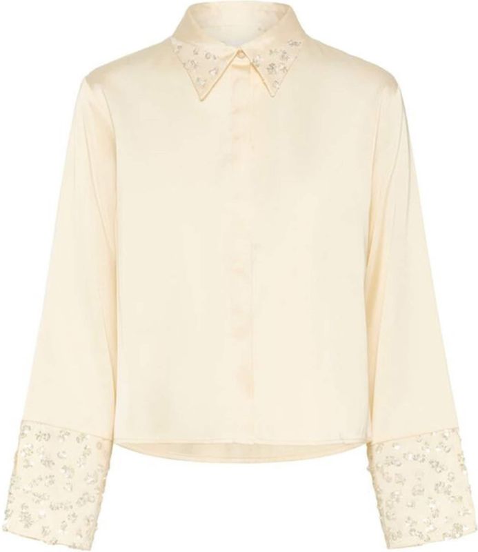Karen By Simonsen - Blouse - Ecru - Glitter - Polokraag