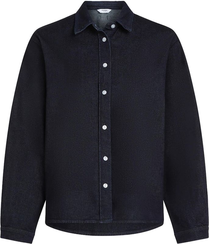 Penn & Ink N.Y. - Blouse - Blauw - Effen - Halslijn Polokraag