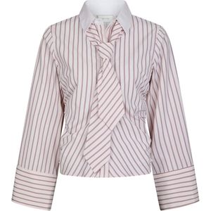 Neo Noir Dames blouse roze (Maat: 36) - Streep - Halslijn: Polokraag,