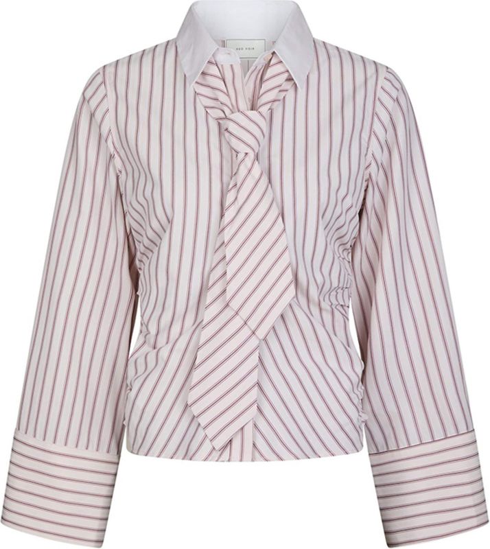 Neo Noir Dames blouse roze (Maat: 36) - Streep - Halslijn: Polokraag,