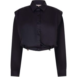 Esqualo Dames blouse zwart (Maat: 34) - Effen - Halslijn: Polokraag,