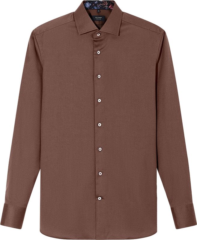 OLYMP - SIGNATURE - Overhemd - Bruin - Tailored Fit - Kentkraag