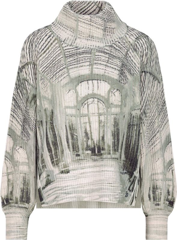 Monari Dames trui groen (Maat: 36) - Halslijn: Opstaande kraag,