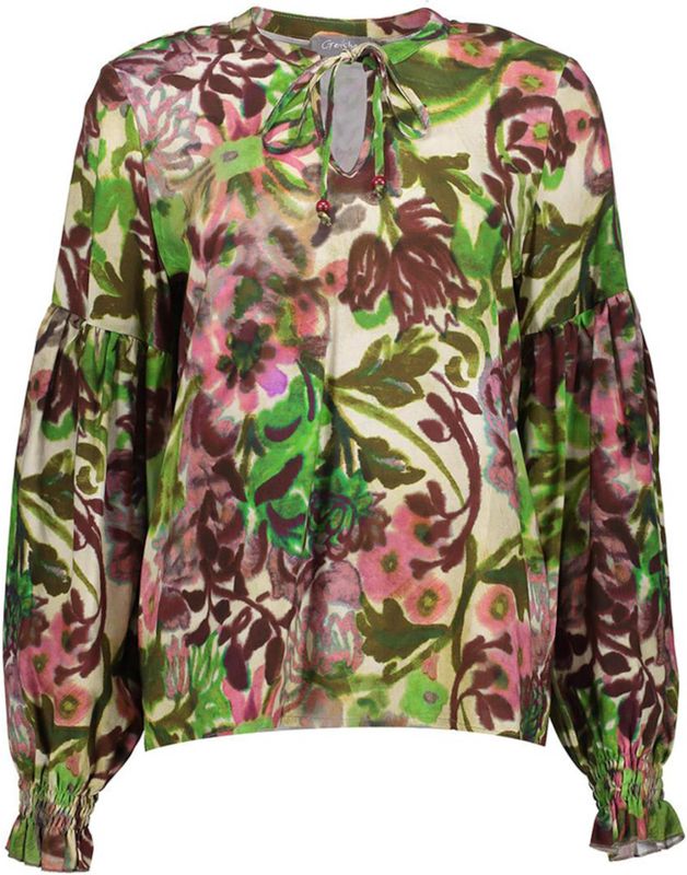 Geisha Blouse multicolor (Maat: S) - Halslijn: V-hals,