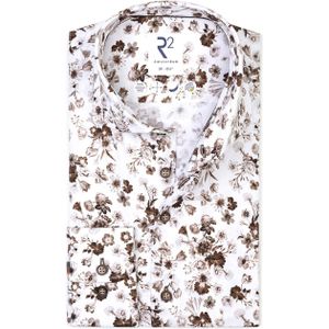 R2 Amsterdam Overhemd lange mouw bruin (Maat: 39)