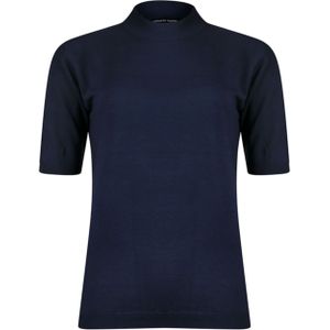 Roberto Sarto - Dames Trui - Blauw - Effen - Opstaande Kraag
