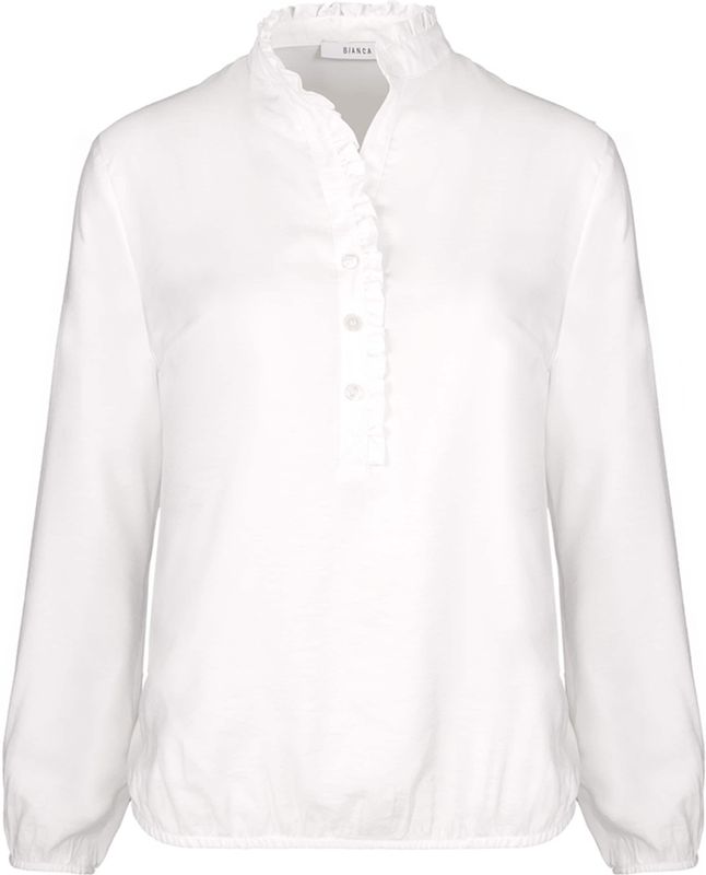 Bianca - Dames Blouse - Ecru - Effen - Halslijn: Ronde Hals