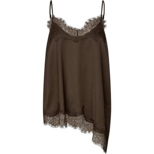 Second Female Dames top bruin (Maat: XS) - Effen - Halslijn: V-hals,