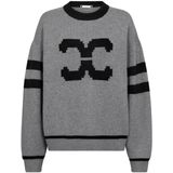 Co'Couture - RowCC Coco Logo Knit - Trui - Grijs - Ronde Halslijn