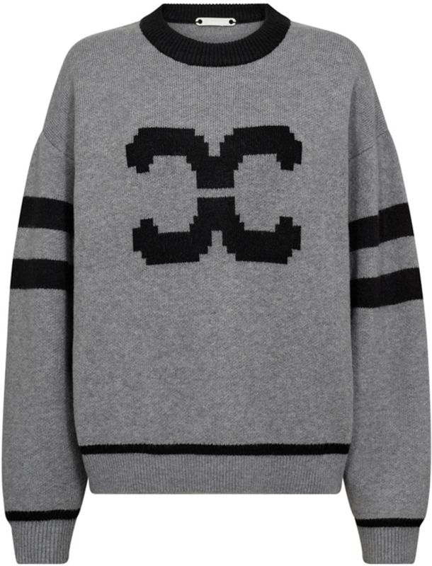 Co'Couture - RowCC Coco Logo Knit - Trui - Grijs - Ronde Halslijn