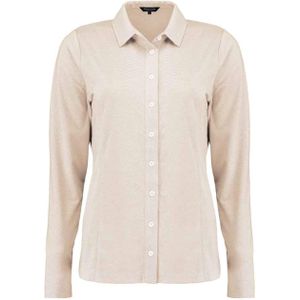 Bloomings Dames blouse beige (Maat: 2XL) - Glitter - Halslijn: Polokraag,